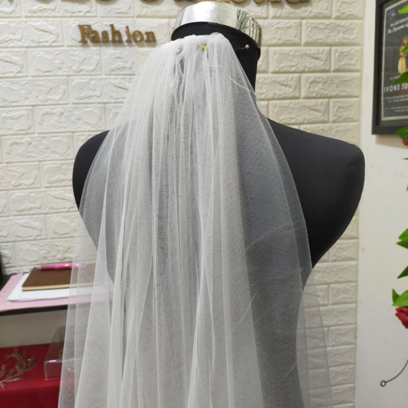 wedding veil bersusun kerudung pengantin slayer polos prewed