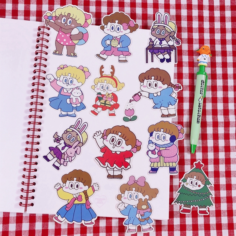 Korean ins net red card girl hand account DIY sticker cartoon lovely notebook album shell sticker