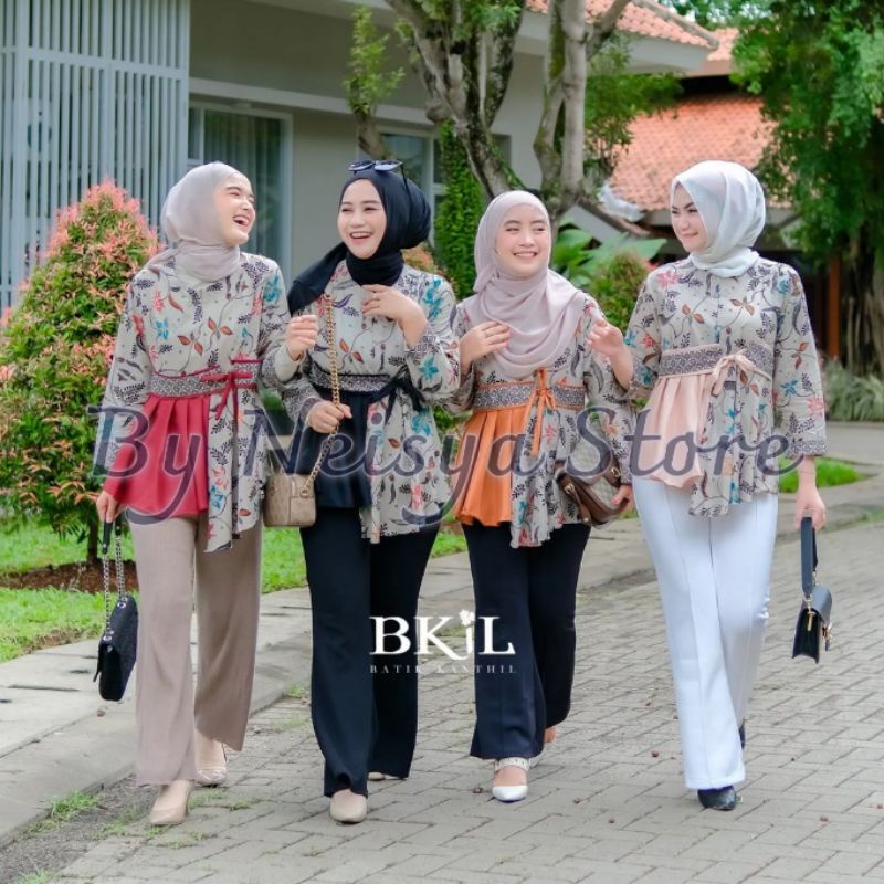 ORI ATASAN BLUS BATIK MODERN HALUS DOLBY KOMBINASI BROKAT POLOS