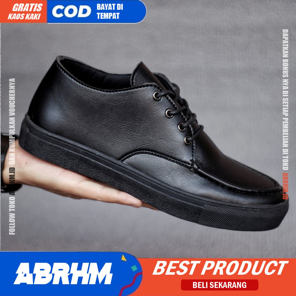 ABRHM X SAKA Sepatu Formal Pria Sepatu Pria Casual Pantofel Kulit Pu Premium Sepatu Kasual Cowok / Cowo Oxford Kerja Kantor Kuliah Kondangan Gaya Keren Kekinian Original Murah Terlaris