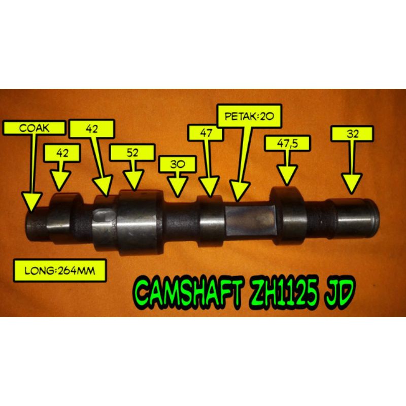Camshaft noken as klep mesin diesel Dongfeng Jiangdong ZH1125 30pk