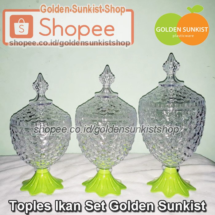 Jual Toples Ikan Set Golden Sunkist Toples Kristal Set Isi 3 Toples Model Ekor Ikan Toples 0918