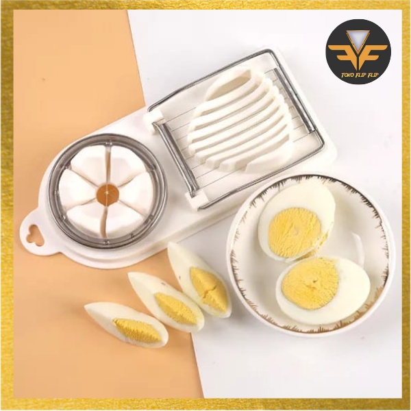 Alat Pemotong Telur 2 in 1 Mudah Praktis Egg Slicer Cutter dengan 2 in 1 Pengiris Telur Multifungsi