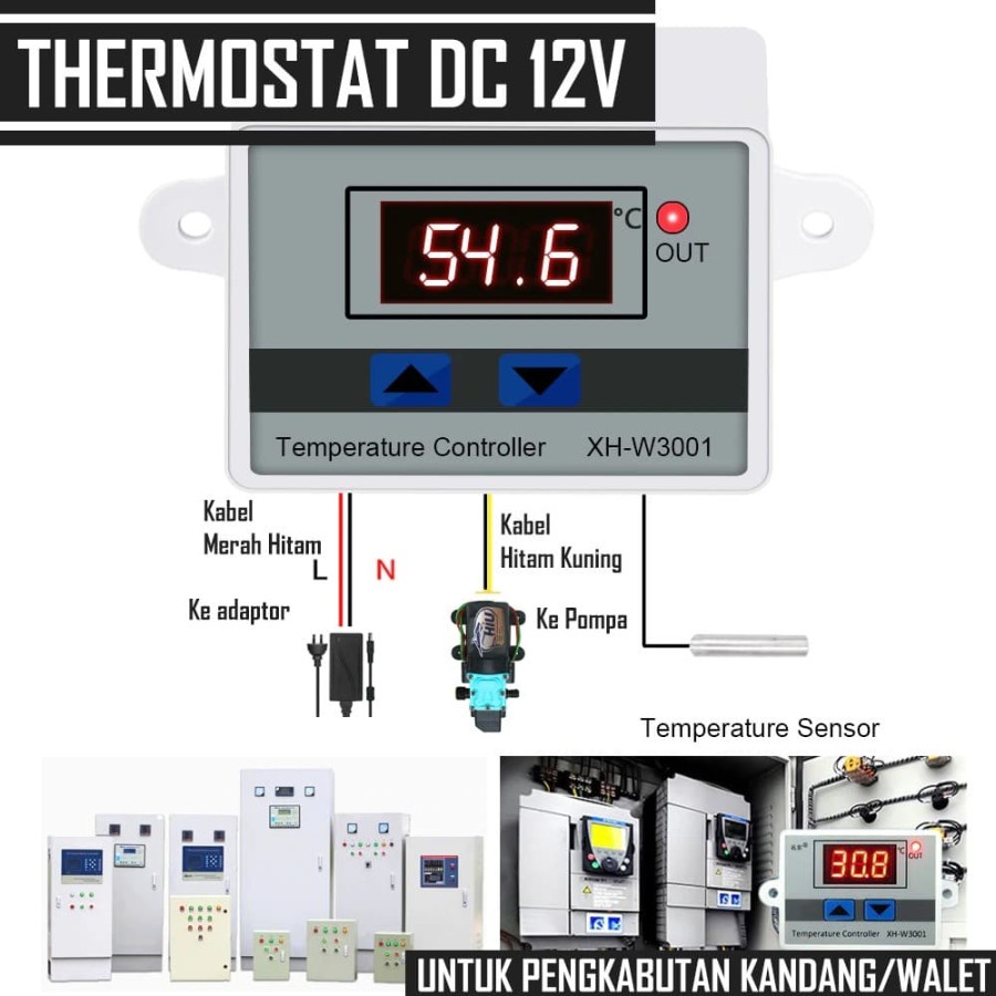 Jual Thermostat DC 12 Volt Digital Temperatur Control Untuk Misting ...