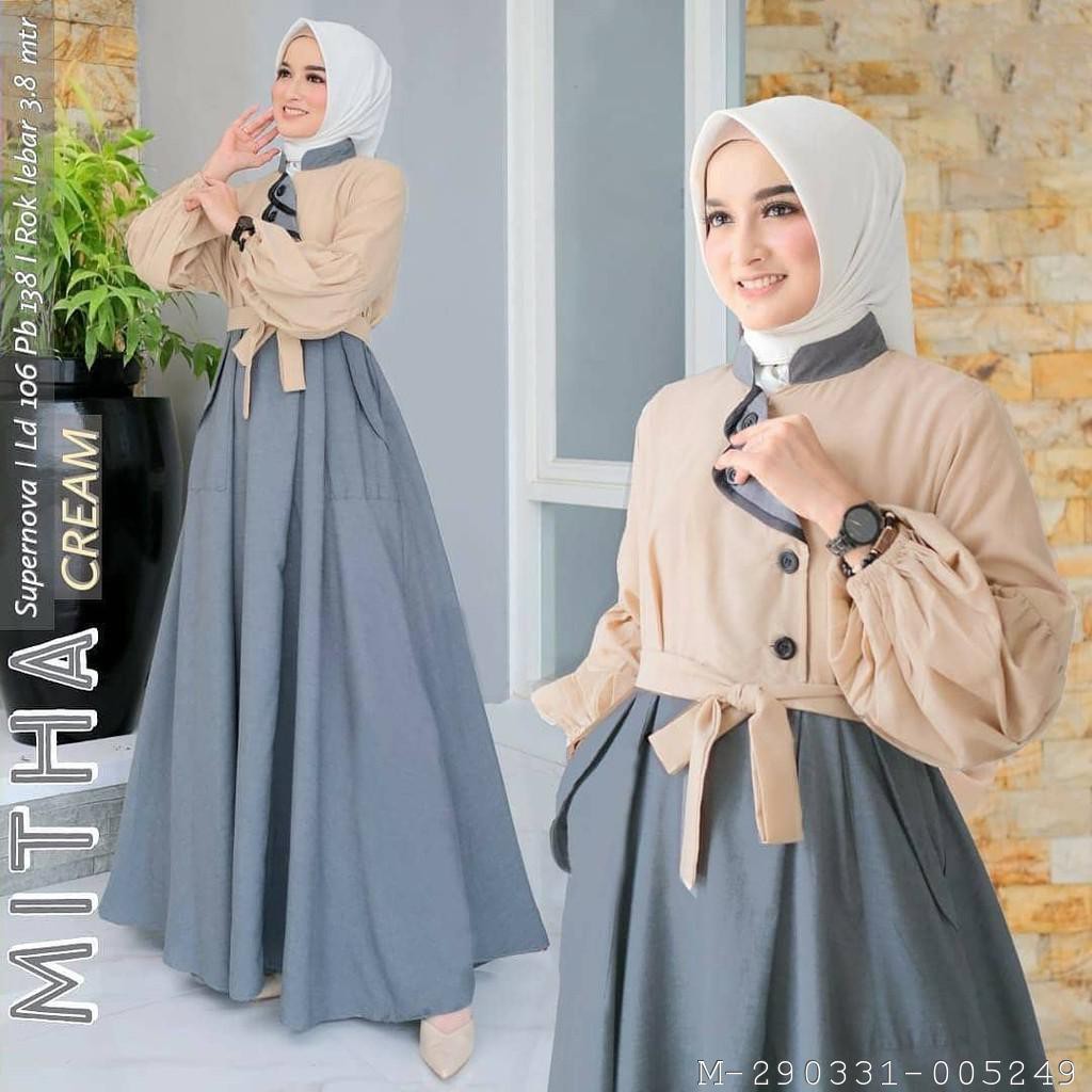 DRESS MUSLIM WANITA MITHA LENGAN BALON SUPERNOVA VGBB-063 Murah