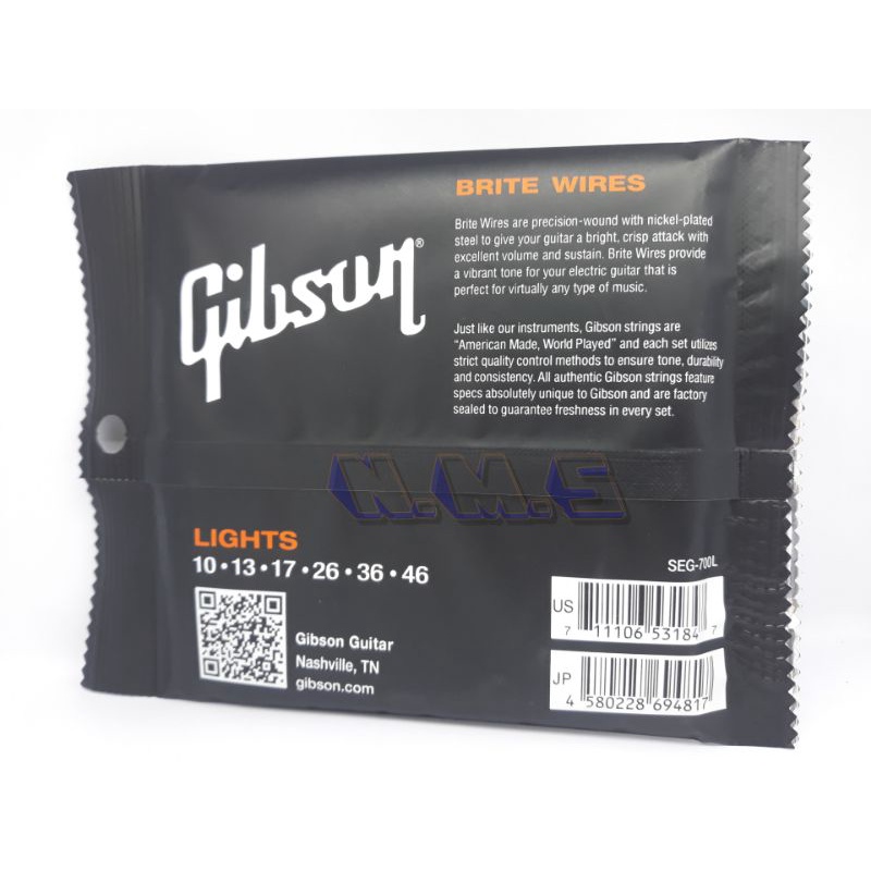 Gibson Senar Gitar Elektrik 0.10 Lights Baja Lapis Nikel