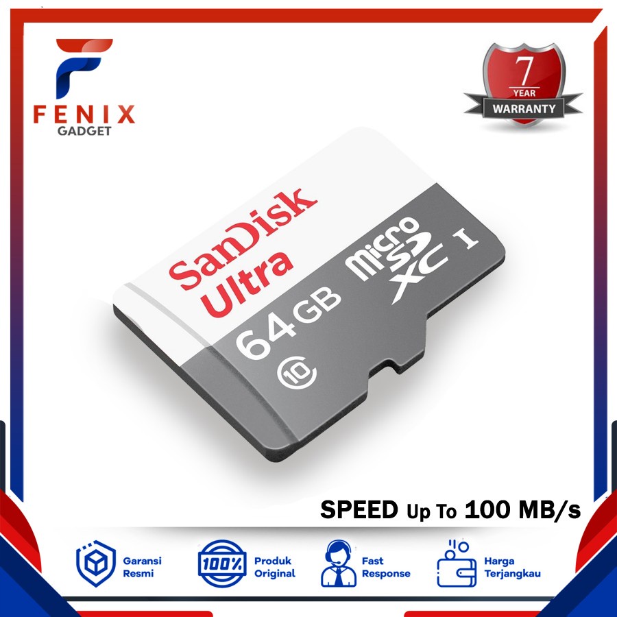 Sandisk Ultra Micro SD 64GB 100Mbps CLASS 10 MicroSDHC MicroSD Memory Card