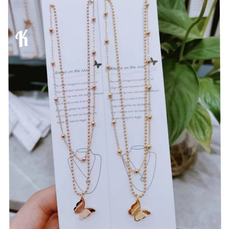 kalung love titanium double layer anti karat tidak alergi