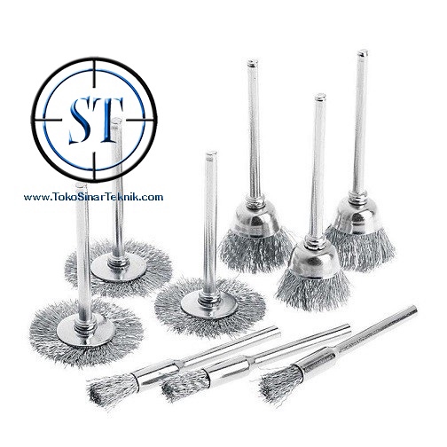 3 Pcs Sikat Kawat Brass Wire Brush 3mm Besi Baja Bor Mini Grinder Gerinda Polishing Poles Roda Tuner Stainless Steel