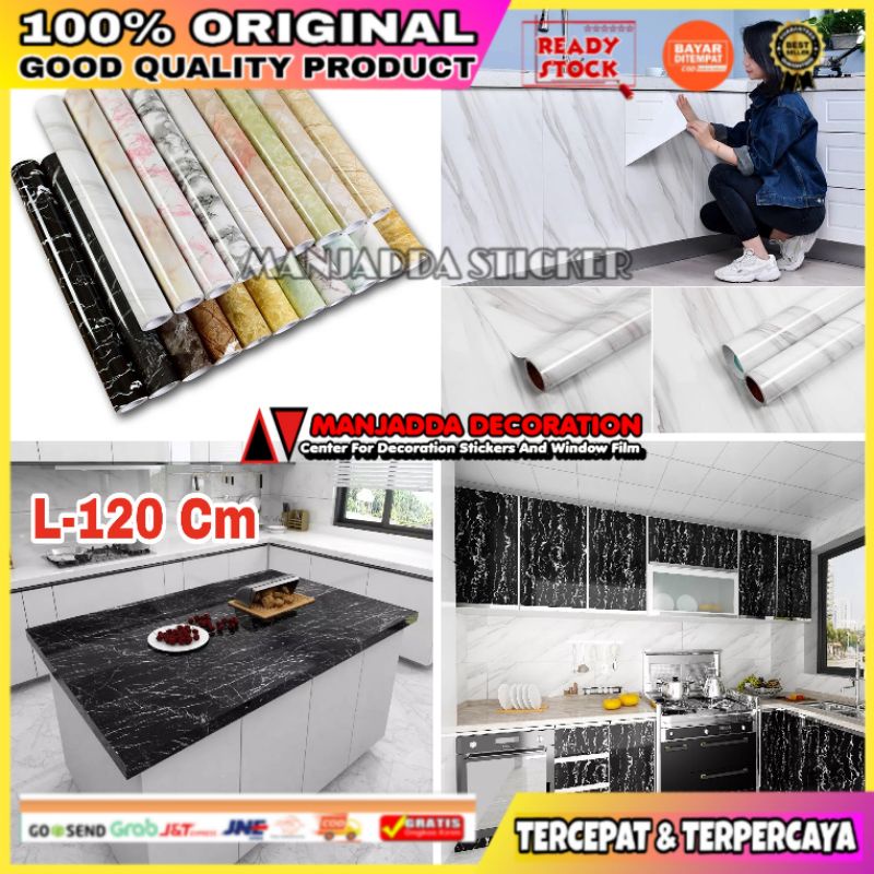 WALLPAPER STIKER MARMER MOTIF PREMIUM MARBLE LEMARI DAPUR MEJA