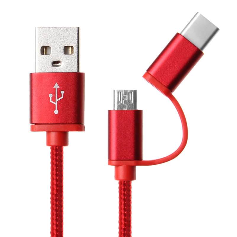 Cre 2 in 1 Kabel Charger USB 2.0 Male Ke USB 3.1 Tipe C Fleksibel Flexible