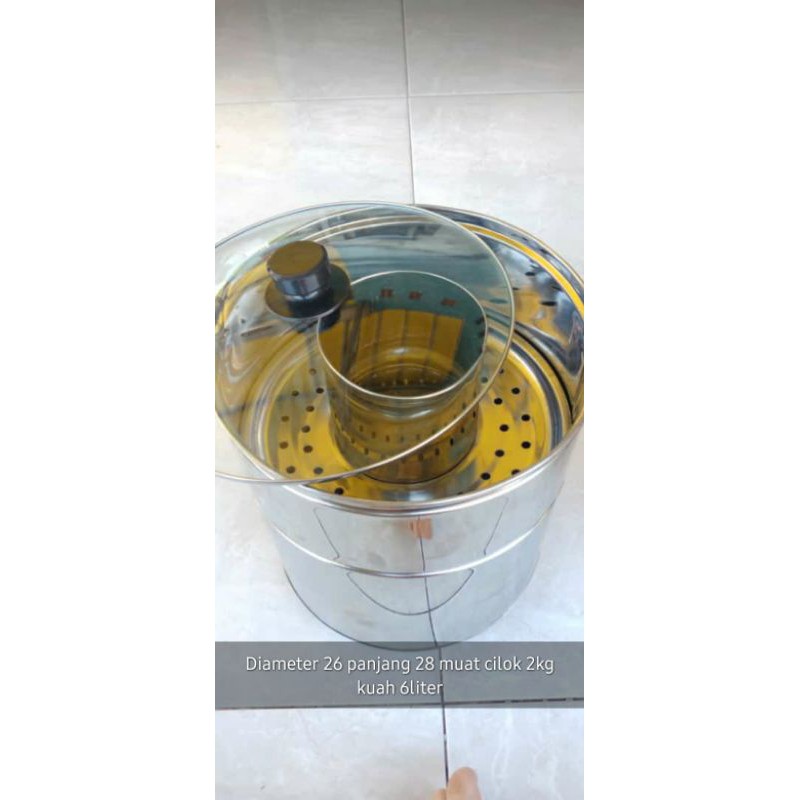 Dandang bakso tutup kaca uk 24