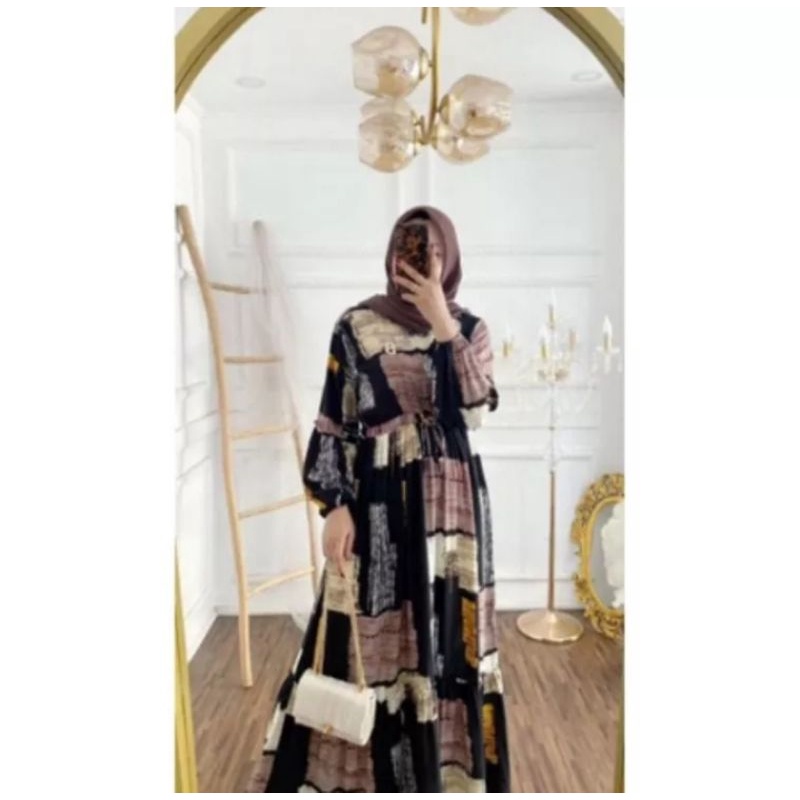 GAMIS JUMBO MOTIF GARIS KOTAK