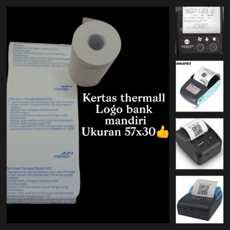 

kertas thermall logo mandiri ukuran 57x30 untuk mesin edc