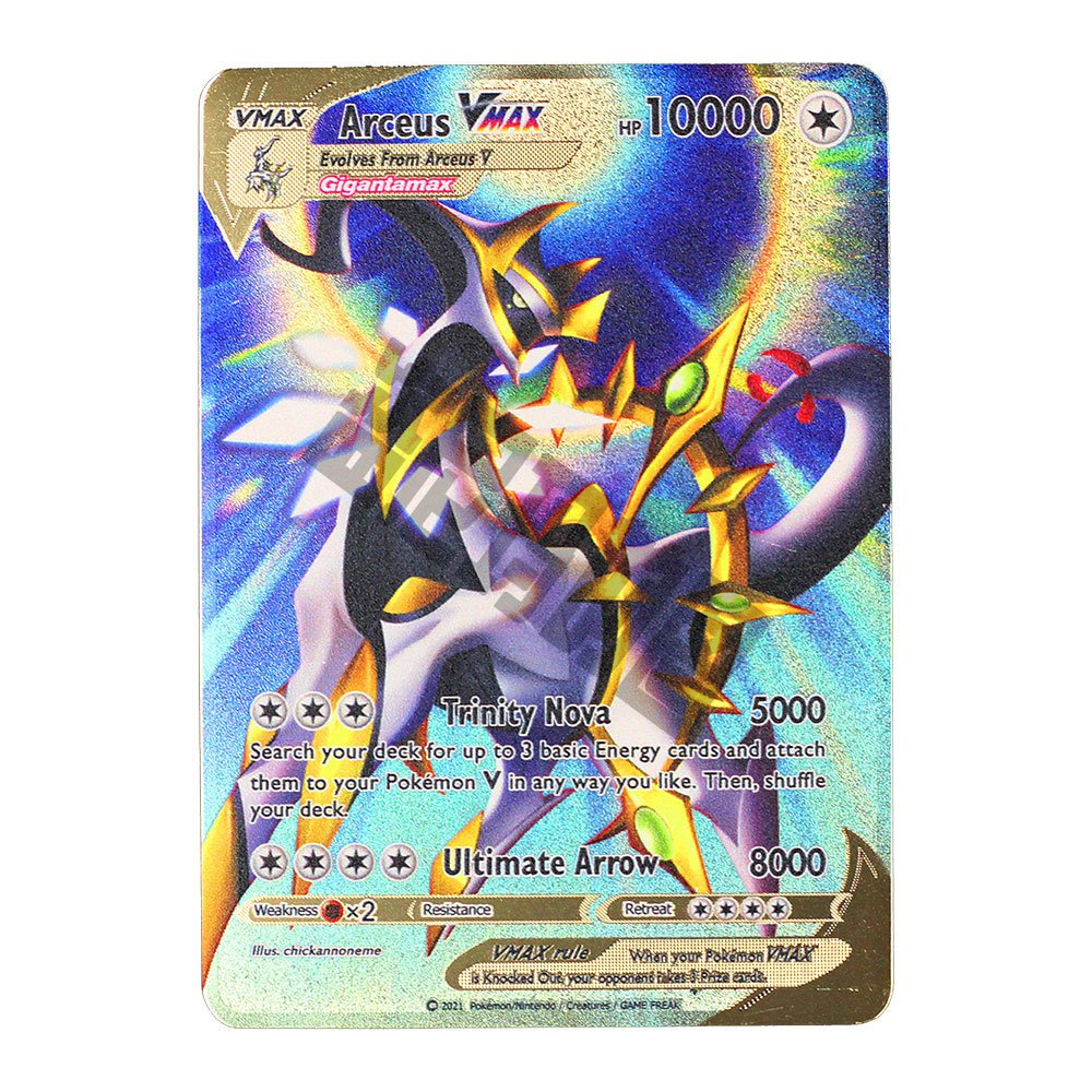 10000Point Arceus Vmax Pokemon Cards Metal DIY Card Pikachu Charizard Golden Limited Edition Kids Gi