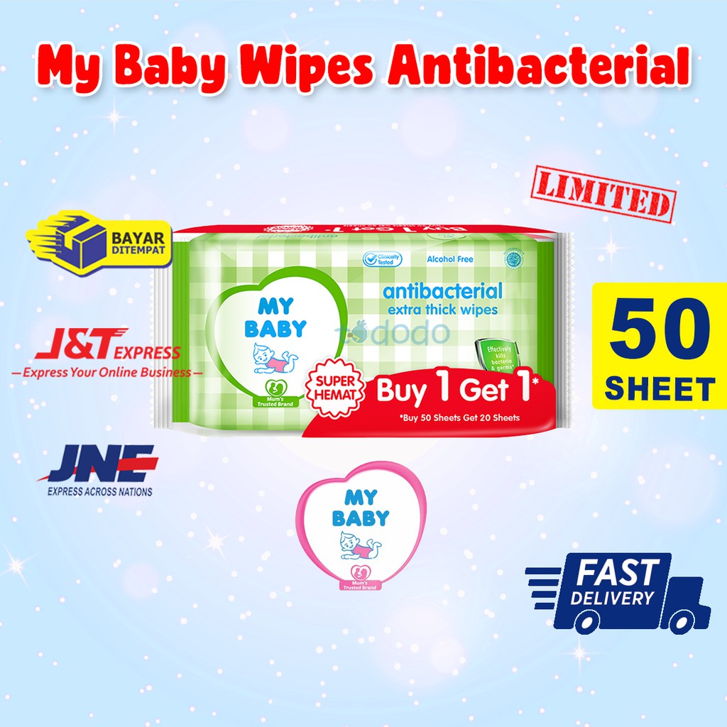 My Baby Wipes Antibacterial - Tisu Basah 50sheet