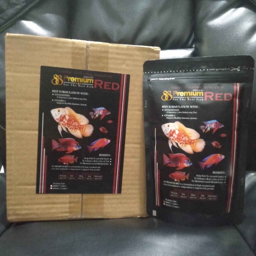 PREMIUM 88 RED CICHLID MINI (1MM) 100 GR PAKAN IKAN  CICHLID / PELET IKAN HIAS