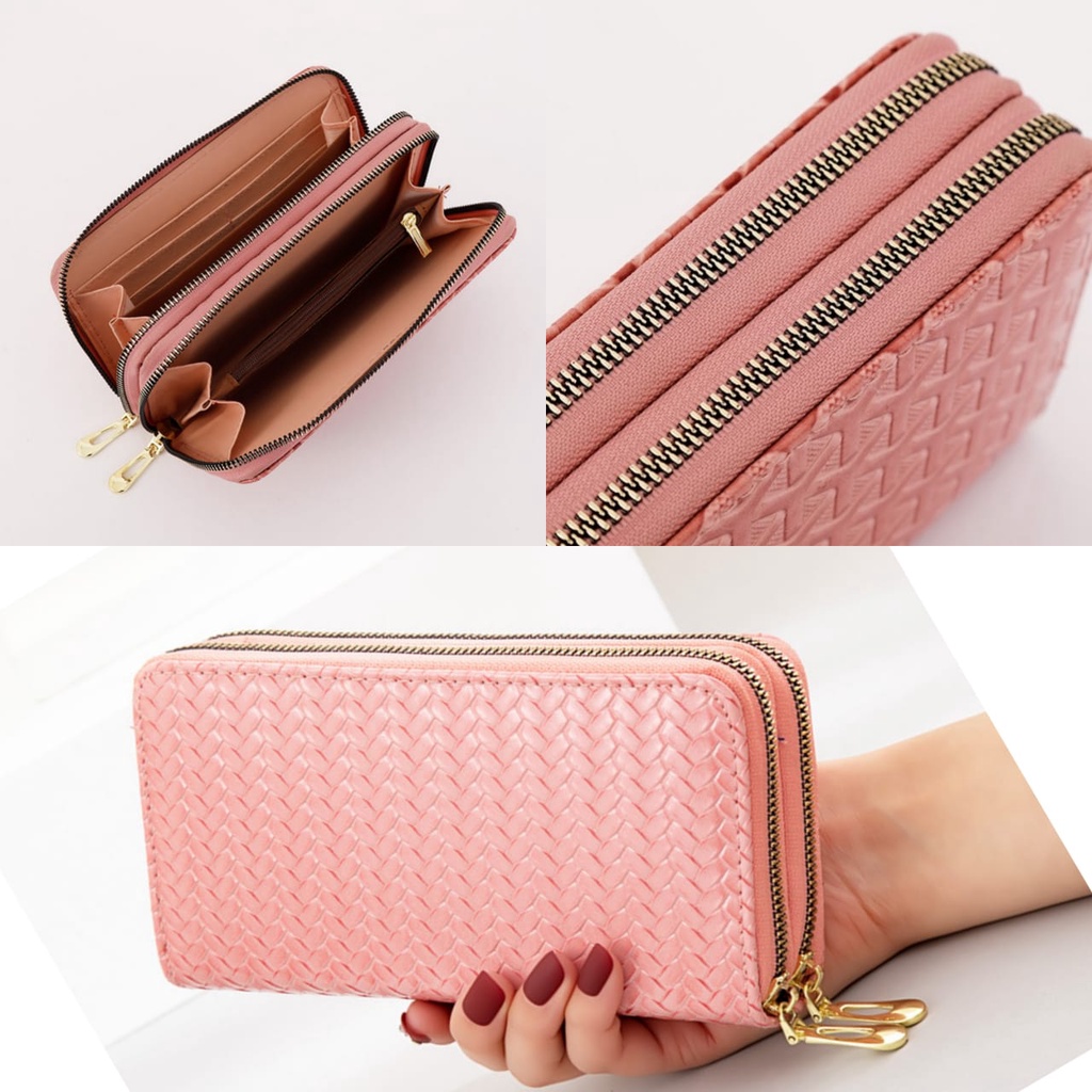 DOMPET PANJANG WANITA 2 RESLETING KOREA BRANDED IMPORT PESTA KULIT PREMIUM LEGIA FASHION SLOT KARTU UANG HP BESAR CEWEK KEKINIAN MURAH REMAJA