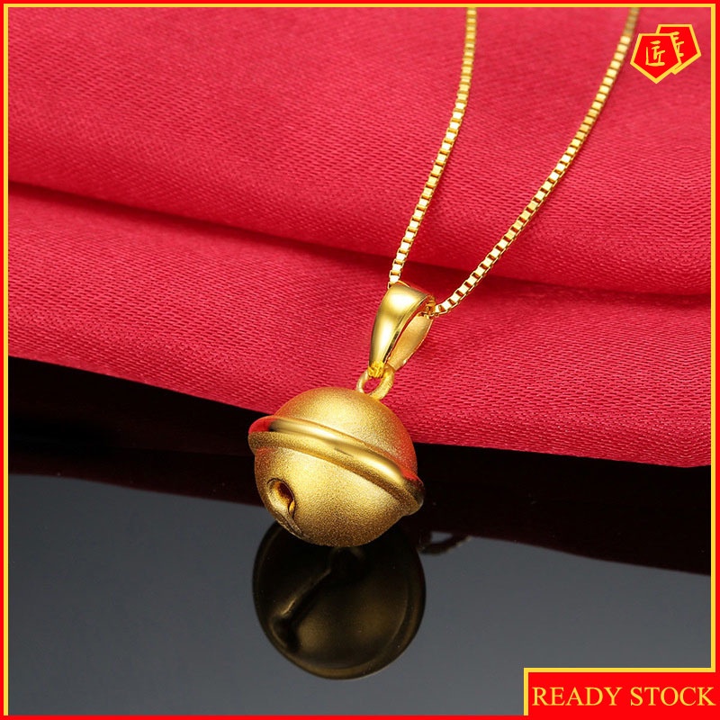 [Ready Stock]3D Creative Bell Pendant Kids' Golden Luck Bringer Necklace