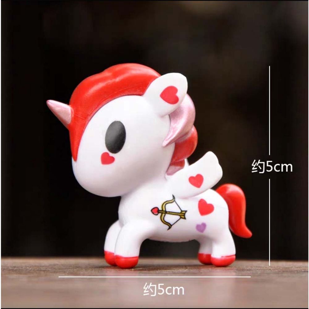 QUINTON 1Pc Miniature Toys Anime Baby Accompany Toy Unicorn Horse Dolls Cute Home Decor Ornaments Cartoon Pony Children Gift Figurines Miniature