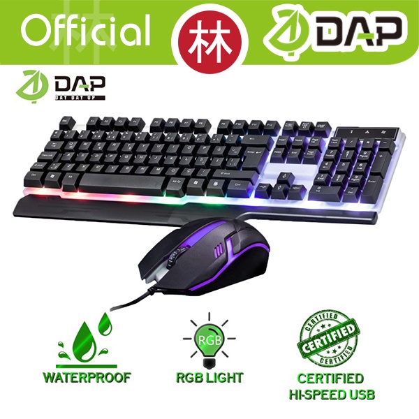 DAP D-M7200 Wired Gaming Keyboard and Mouse RGB Bundle Set