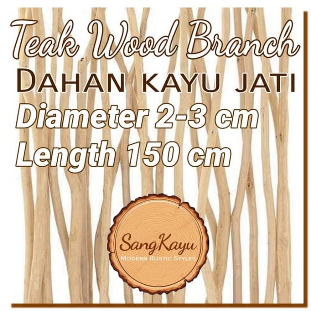 Teak Wood Branch 150 cm dahan ranting kayu jati macrame craft dekorasi