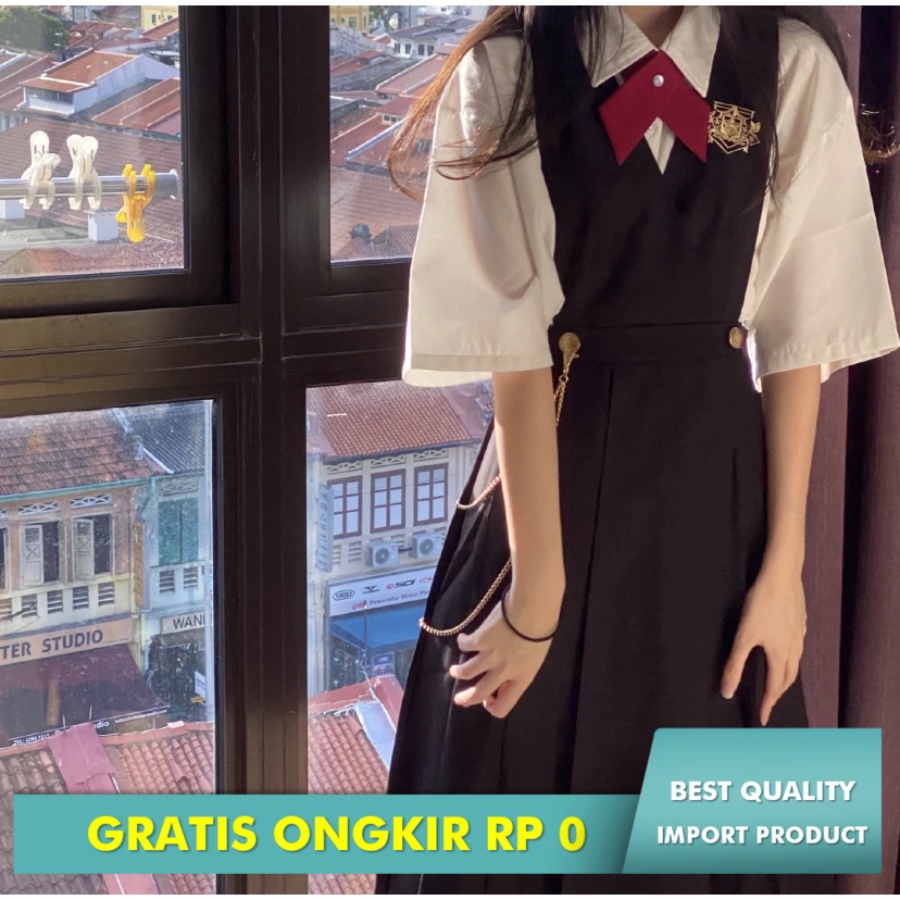 Dress Wanita Jk Uniform Susu Vest Import