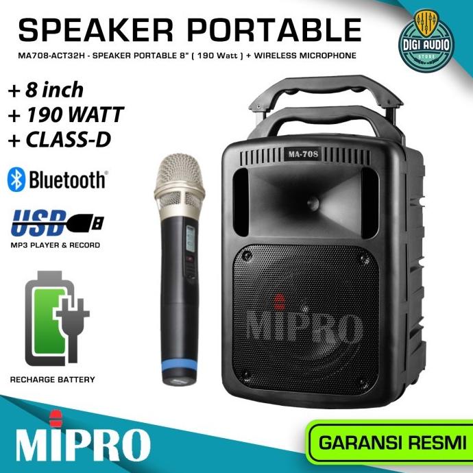 SPEAKER PORTABLE BLUETOOTH + 1 MIC WIRELESS MICROPHONE MIPRO MA708 SDF651651E