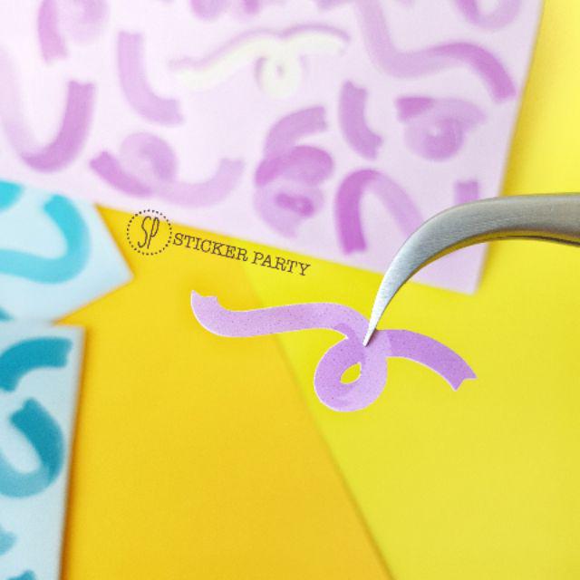 [Sticker Party] Stiker Pita Polco Deco Kpop Polaroid Warna Ungu Pink Biru Kuning Swirl-Purple (PLC-05)