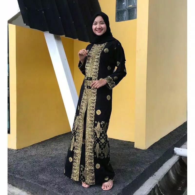 gamis songket hitam gold/baju couple/baju palembang