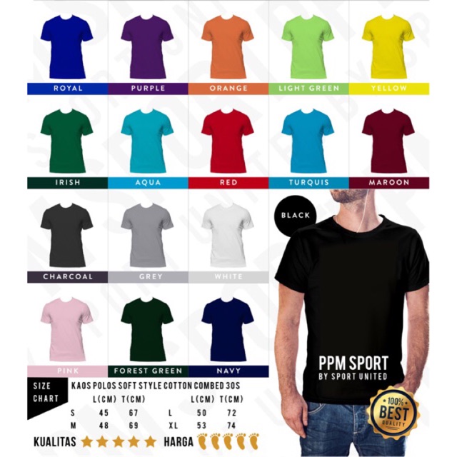 Kaos Polos Pria Premium Soft Cotton Combed 30s Shopee 