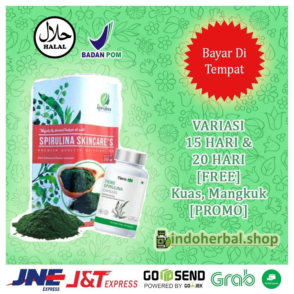 [PROMO Paket 15-20 HARI] MASKER SPIRULINA TIENS ORIGINAL + FREE KUAS MANGKUK - SKINCARE HERBAL ASLI