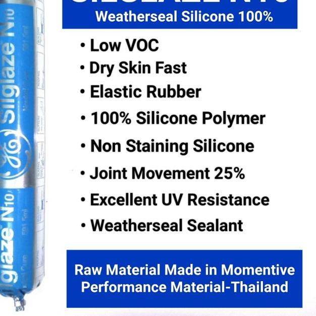 

➮ Lem Silicone Sealant Silglaze N10 GE Thailand Neutral Silicone Sealant - Black ◊