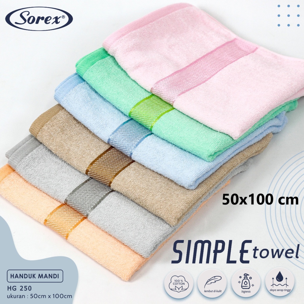 SOREX TOWEL 1pcs Handuk 100% Katun Lembut JUMBO SIZE Dewasa Anak Bayi