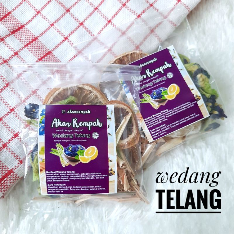 

Wedang Telang Plus Gula Batu / Imun Booster / Butterfly Pea Tea / Tisane / Wedang Herbal Komplit / isikeranjangmu akarrempah