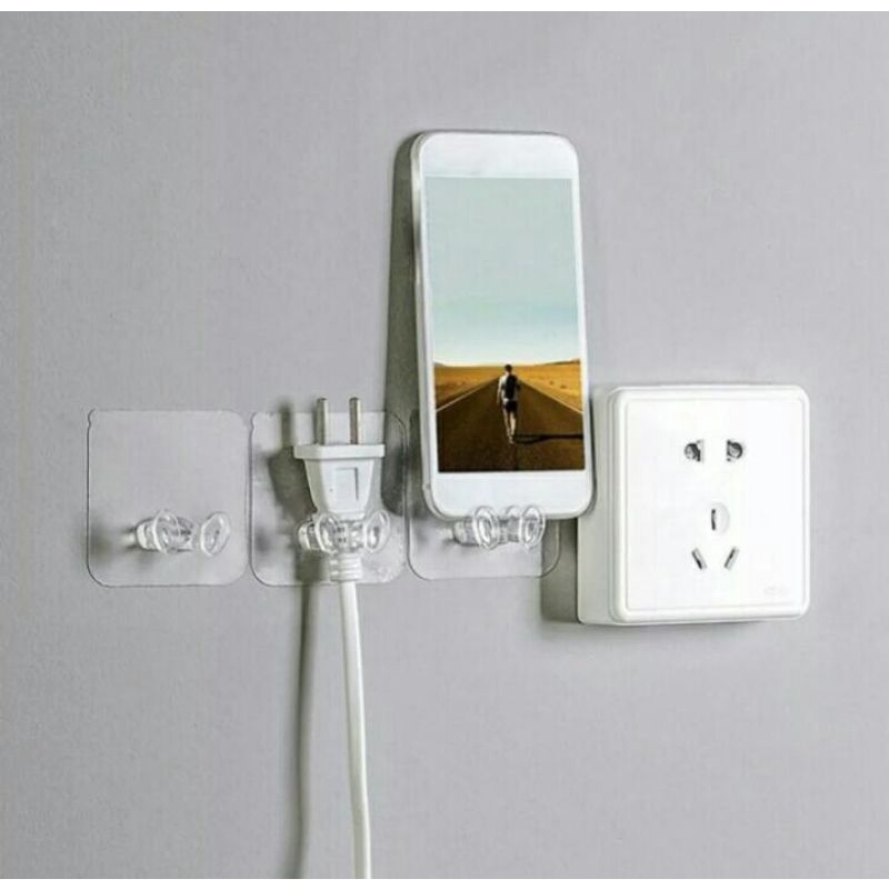 Gantungan Kabel Dinding Transparent Wall Hanger Gantungan Charger HP