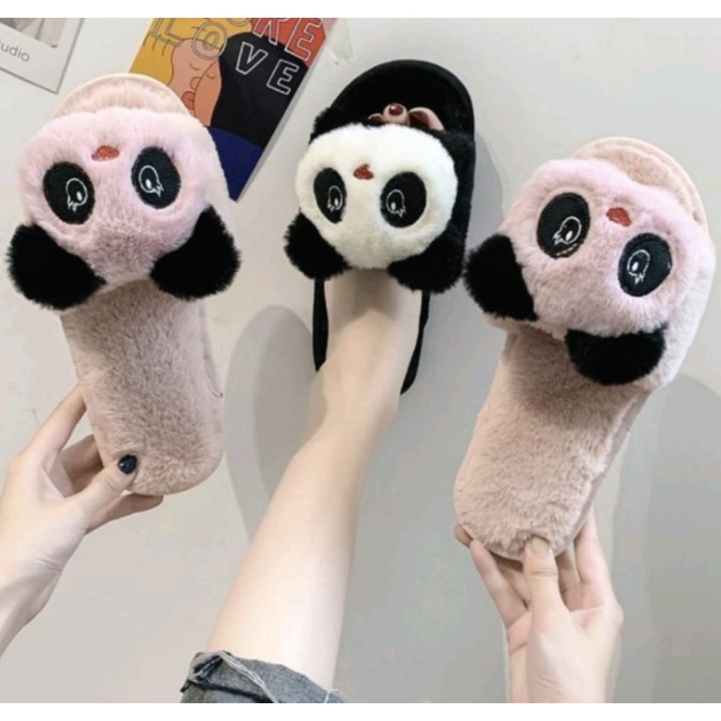 Sandal Bulu Slip Boneka Panda / Sandal Hotel / Sandal Murah