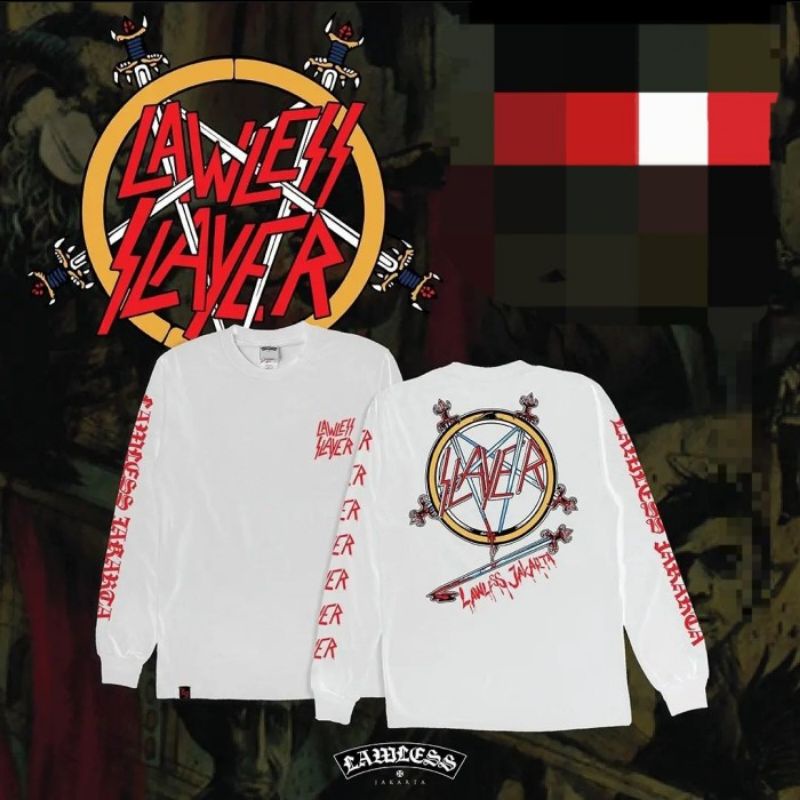 LJ x Slayer | Lawless Jakarta x Slayer Pentagram Logo White Longsleeve