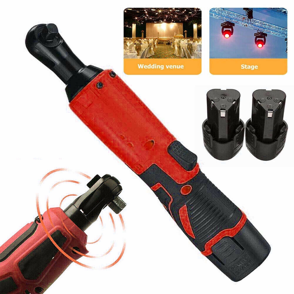 YORKING 3/8 12V 90° 65Nm Electric Cordless Right Ratchet Angle Wrench Tool 2 Battery and Charger 