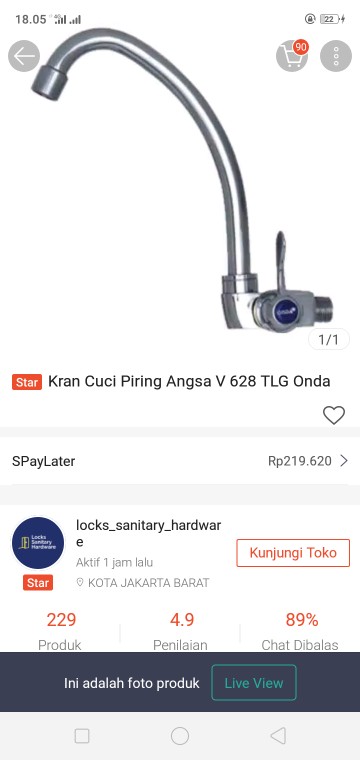 Kran Cuci Piring Angsa V 628 Tlg Onda