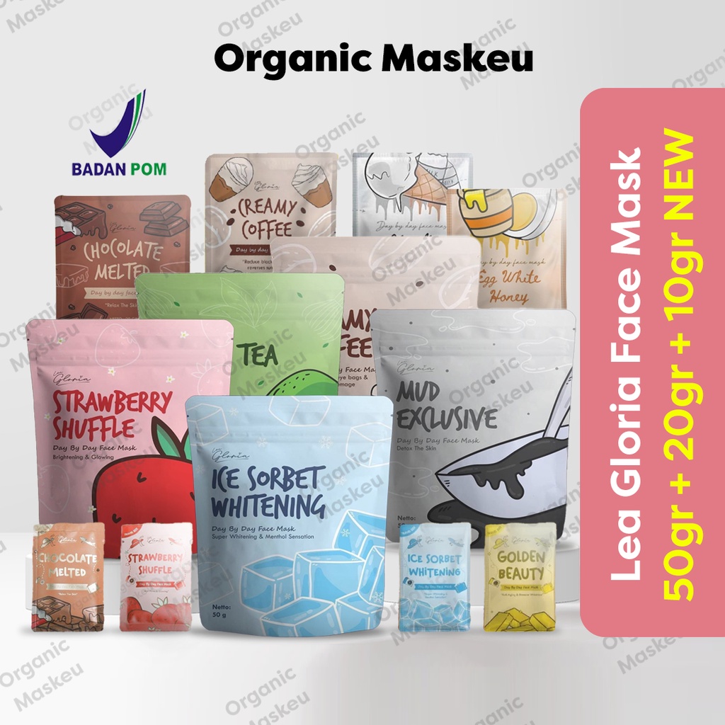 (BPOM) MASKER WAJAH BUBUK LEA GLORIA| MASKER ORGANIK