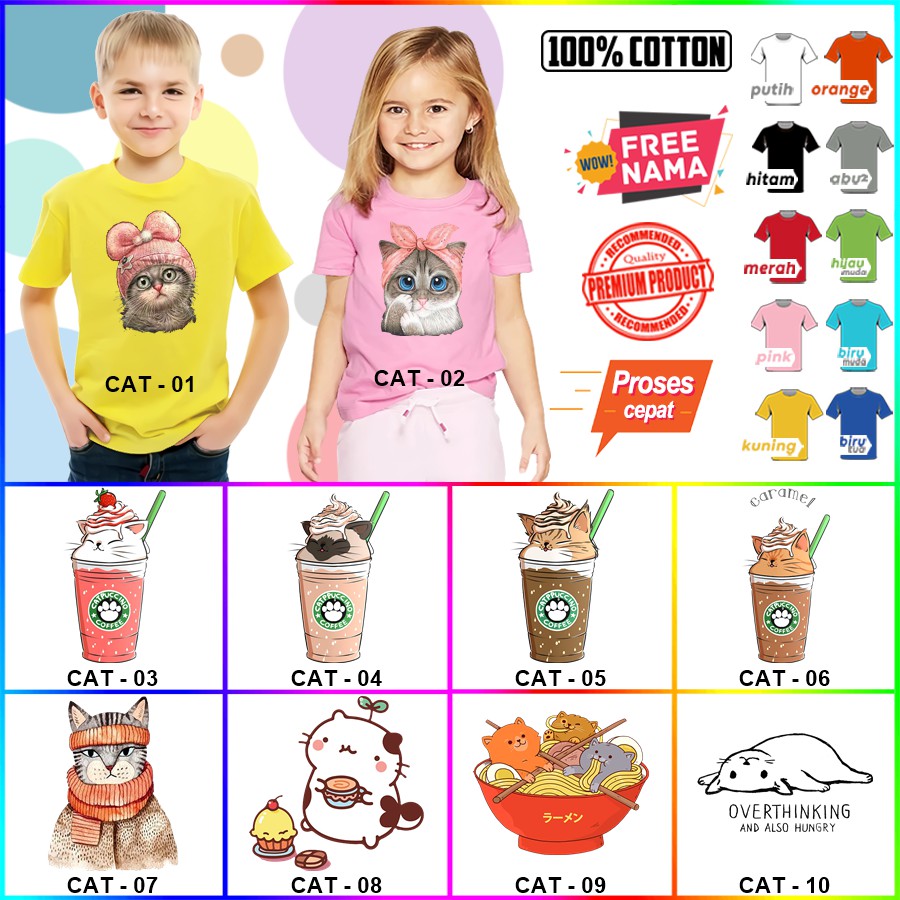 Baju Kaos ANAK DAN DEWASA CAT COUPLE (FREE NAMA)