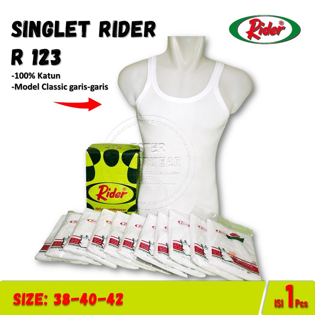 Singlet Pria Rider | Pakaian dalam | Kaos kutang | R 123 Putih ISI 1PCS