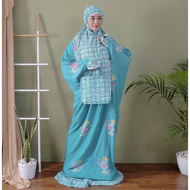 Mukena terusan batik cap jumbo mukena lajuran batik jumbo