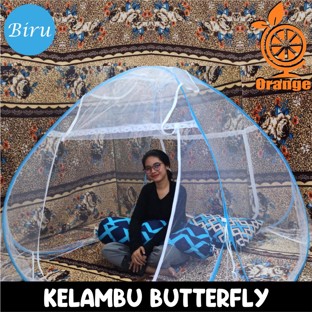 Kelambu Tempat Tidur Dewasa Portable Kelambu Tenda Kanopi Kelambu Tudung butterfly bagian bawah bolong kelambu Anti Nyamuk -Wonderdekorasi