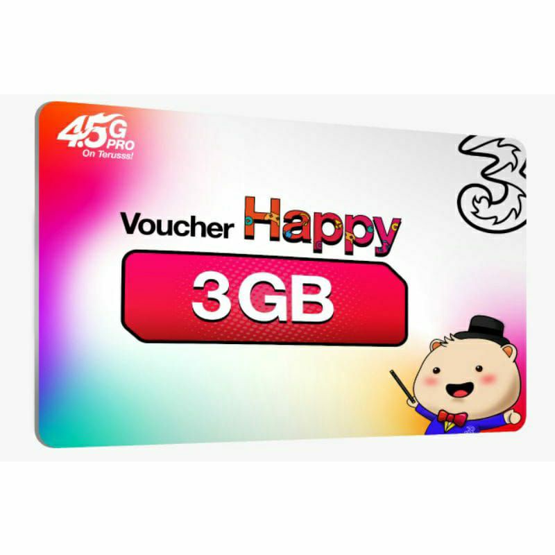 Voucher Kuota Tri 3GB 3Hari, Tri Voucher Happy 3 GB Priangan Timur