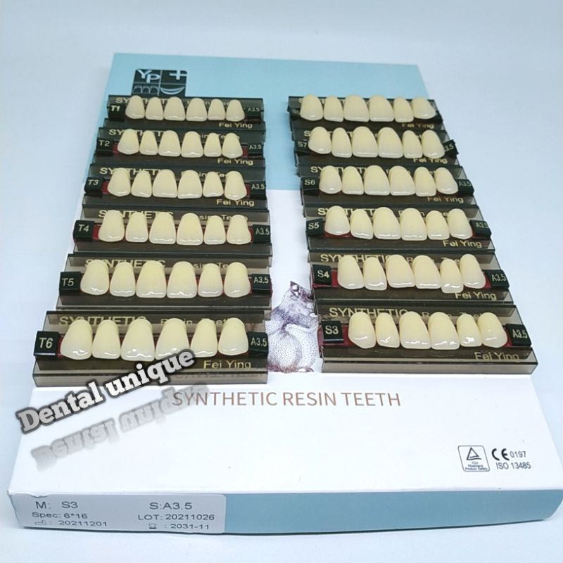 Gigi Palsu YP/SYNTHETIC ( DEPAN ATAS WARNA A3,5 ) GIGI PALSU SYNTHETIC RESIN TEETH