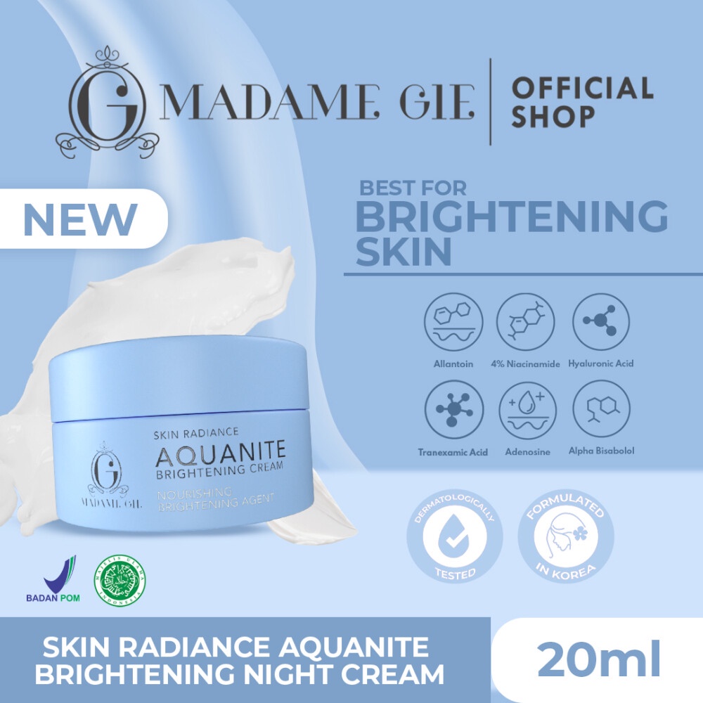 Madame Gie Skin Radiance AQUANITE Brightening Cream - Skincare Wajah Krim Malam Pencerah