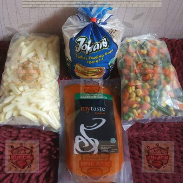 

Paket steak Beef lengkap sayuran kentang + sambal