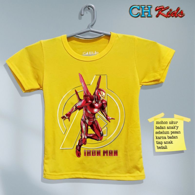 KAOS ANAK Superhero IRON MAN /baju atasan kaos anak iron man